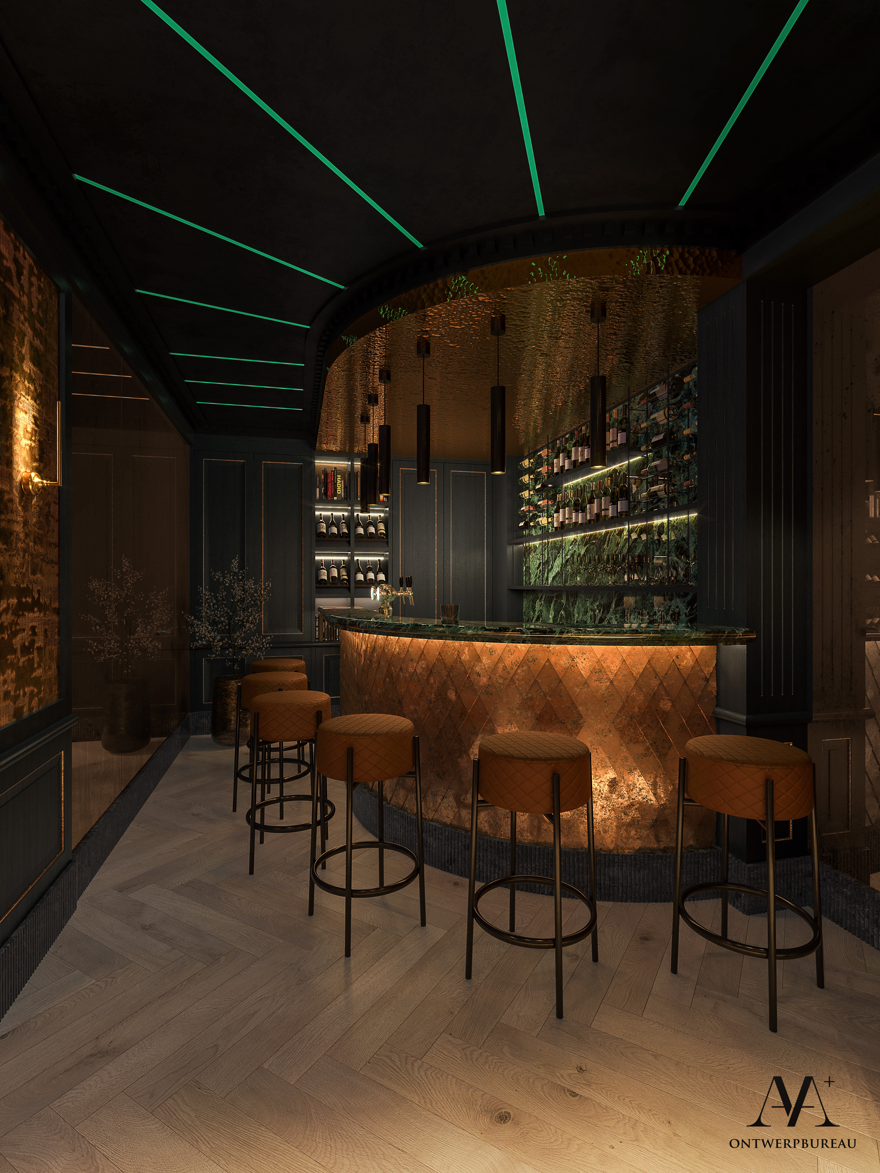 Residenti&euml;le villa interieur   3D bar   AA+ ontwerpbureau   Marinus Weijers