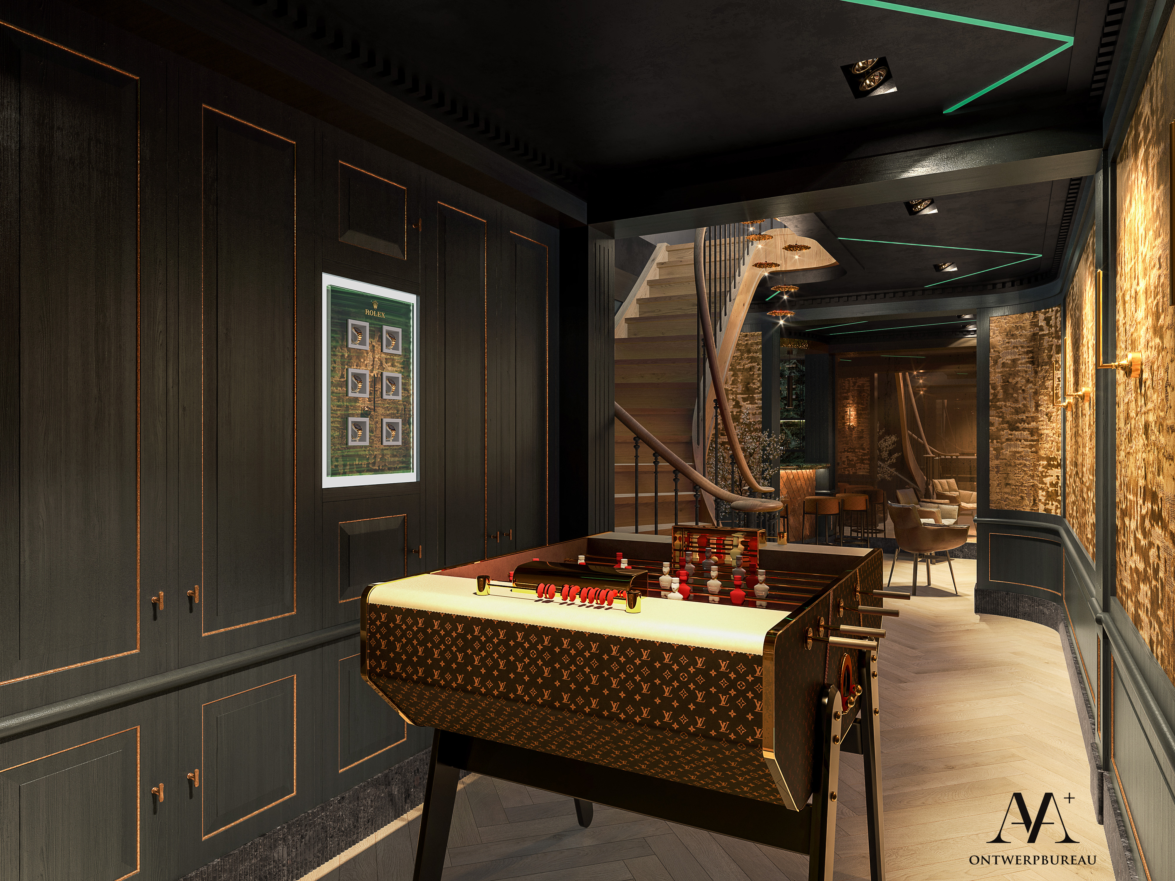 Residenti&euml;le villa interieur   3D mancave   AA+ ontwerpbureau   Marinus Weijers